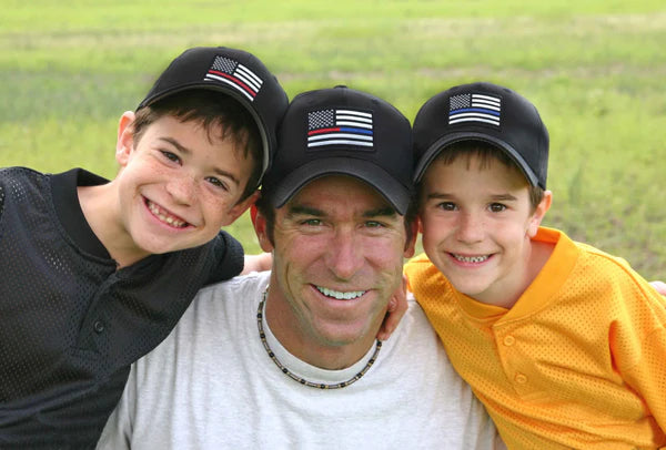 FlexFit Thin Dual Line American Flag Hat, Black