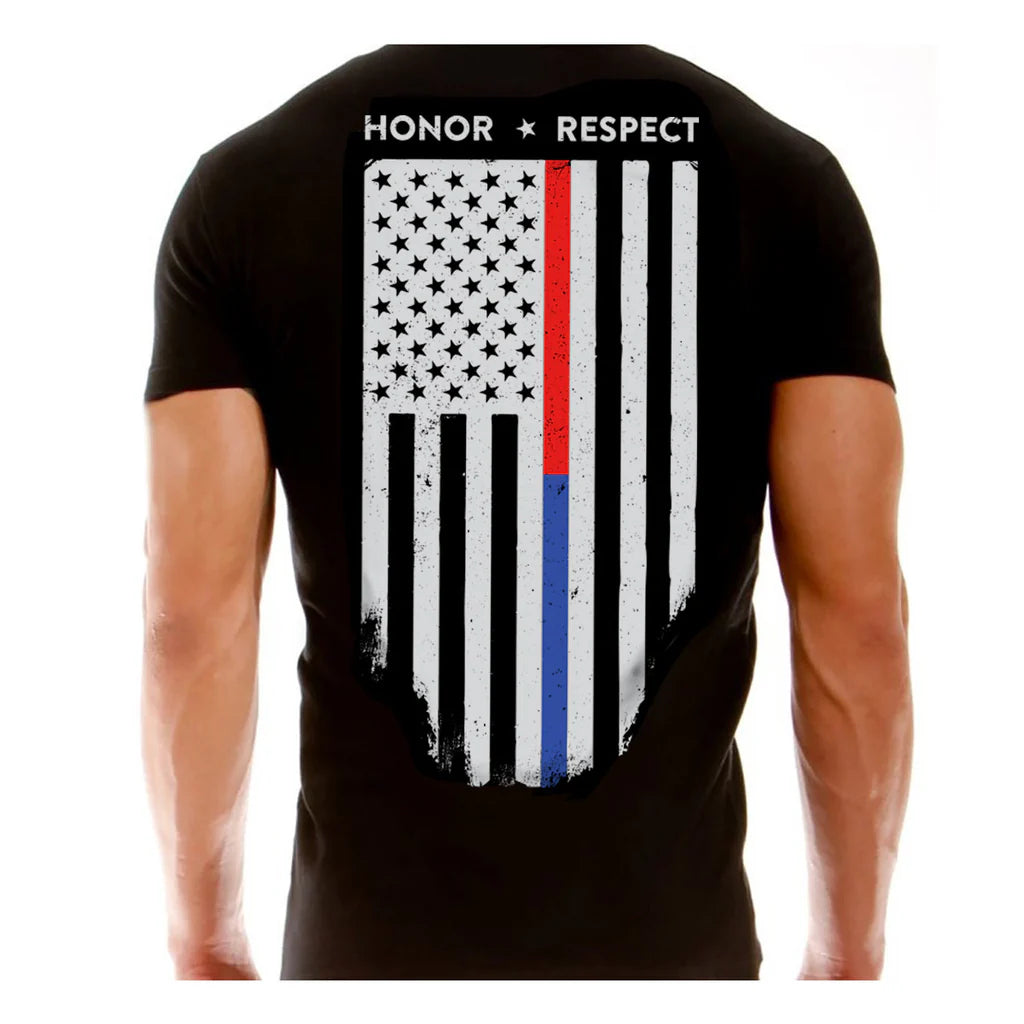 Men's T-Shirt - Thin Dual Line Flag (ALL SIZES)