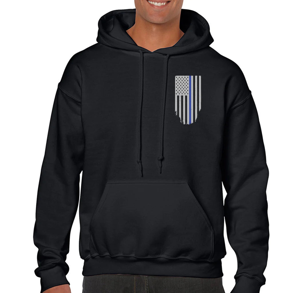 Hoodie Unisex - Thin Blue Line American Flag HONOR & RESPECT (ALL SIZES & COLORS)