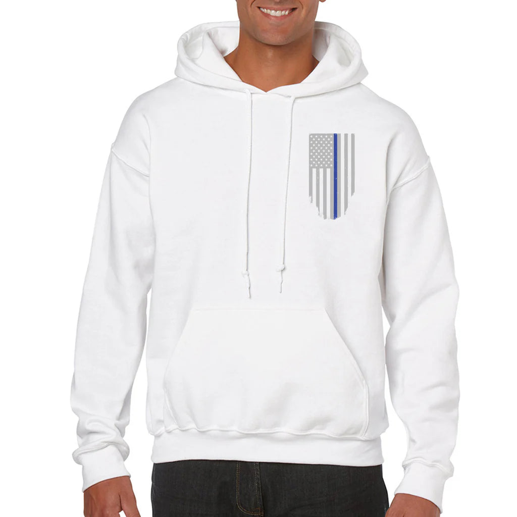 Hoodie Unisex - Thin Blue Line American Flag HONOR & RESPECT (ALL SIZES & COLORS)