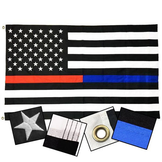 DuraSleek - Thin Dual Line American Flag - Sewn & Embroidered (Multiple Sizes)