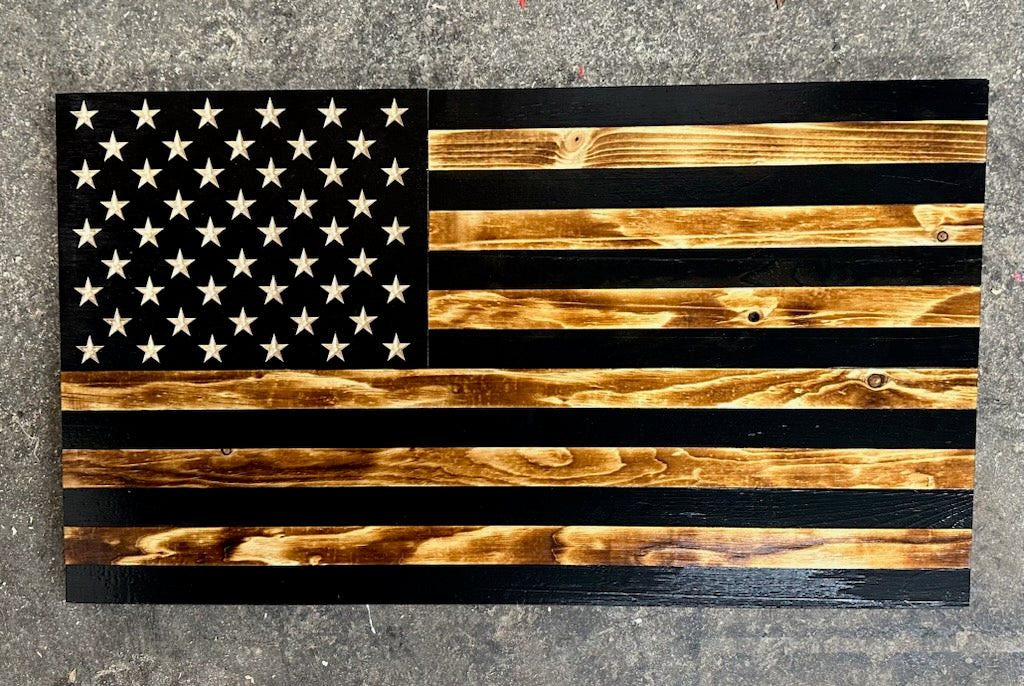 Custom-Made Patriotic Wooden Flag