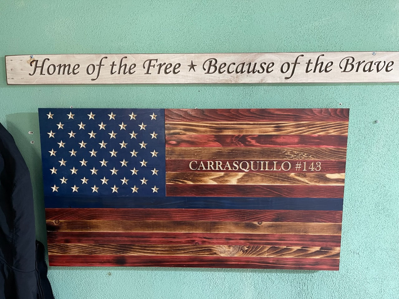 Custom-Made Patriotic Wooden Flag