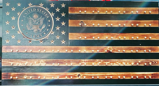 Custom-Made Patriotic 'Challenge Coin' Wooden Flag