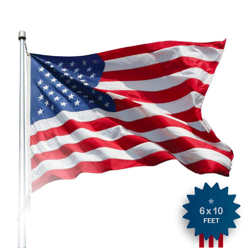 6' x 10' American Flag - Nylon with Reinforced Corners & Vertical Stitching