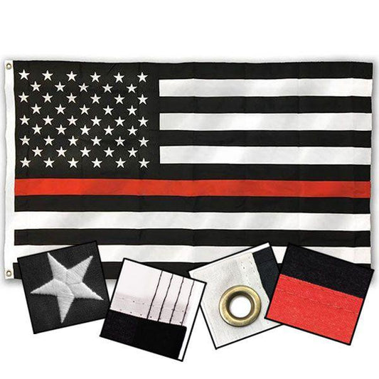 DuraSleek - Thin Red Line American Flag - Sewn & Embroidered (Multiple Sizes)