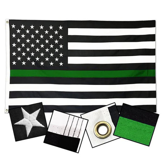 DuraSleek - Thin Green Line American Flag - Sewn & Embroidered (Multiple Sizes)