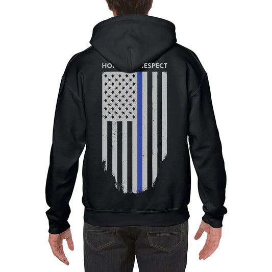 Hoodie Unisex - Thin Blue Line American Flag HONOR & RESPECT (ALL SIZES & COLORS)