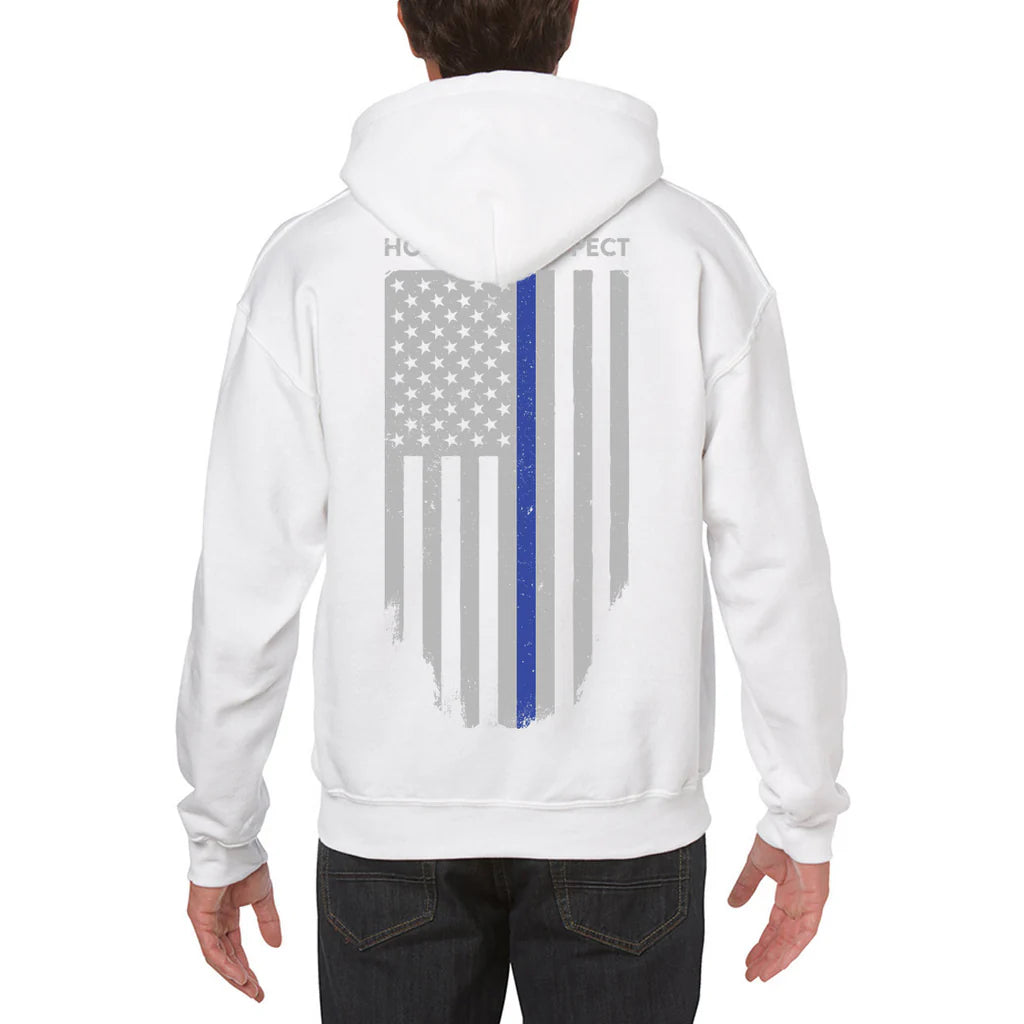 Hoodie Unisex - Thin Blue Line American Flag HONOR & RESPECT (ALL SIZES & COLORS)